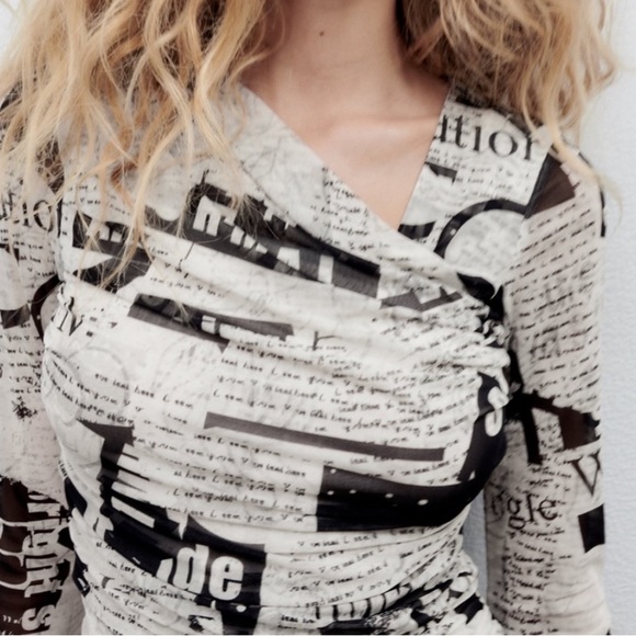 NWT ZARA Newspaper Dress - Picture 3 of 9